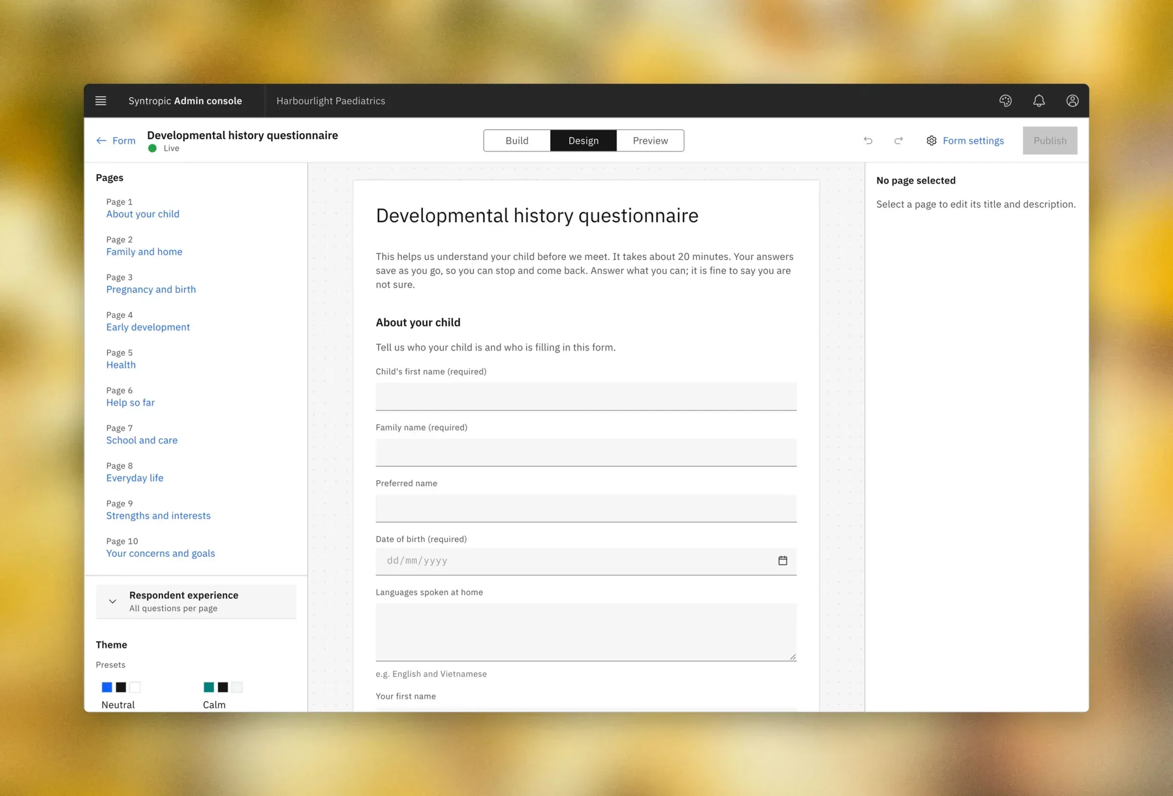 Designing a template