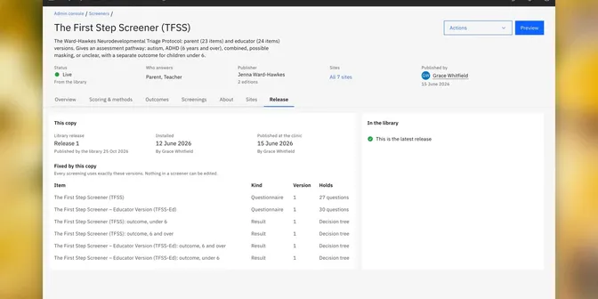 A screener’s released versions